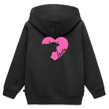 Kuh - Kinder Premium Organic Zip Hoodie - Schwarz - Hinten - AI Model Kid Male (0cm)