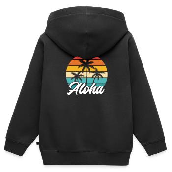 Hawaï - Sweat Premium à capuche zippé enfant bio - noir - Dos - AI Model Kid Male (0cm)