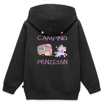 Kleine Camping Prinzessin - Einhorn Meerjungfrau - Kinder Premium Organic Zip Hoodie - Schwarz - Hinten - AI Model Kid Male (0cm)