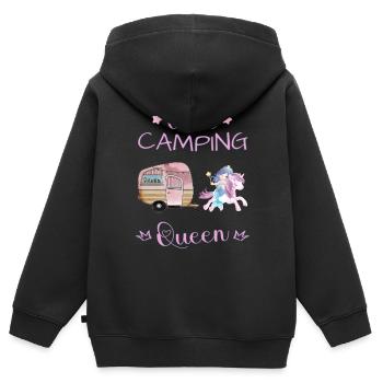 Little Camping Queen -Unicorn Mermaid Caravan Girl - Kinder Premium Organic Zip Hoodie - Schwarz - Hinten - AI Model Kid Male (0cm)