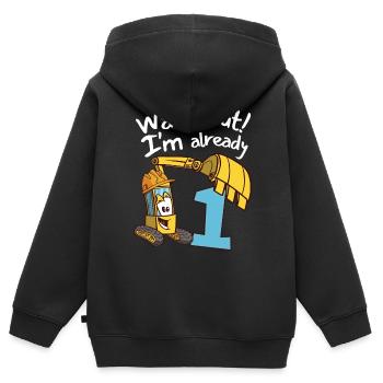 1er anniversaire Anniversaire Des enfants Bagger Party - Sweat Premium à capuche zippé enfant bio - noir - Dos - AI Model Kid Male (0cm)
