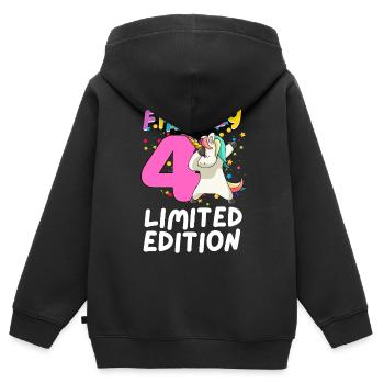 Finally 4 Limited Edition - Dabbing Unicorn - Kids Premium Organic Zip-up Hoodie - black - Back - AI Model Kid Male (0cm)