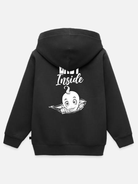 Baby Inside Baby Inside Zwangere Aankondiging - Kinder Premium zip hoodie biologisch - zwart
