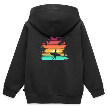 Plage - Sweat Premium à capuche zippé enfant bio - noir - Dos - AI Model Kid Male (0cm)