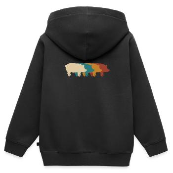 Pig - Kids Premium Organic Zip-up Hoodie - black - Back - AI Model Kid Male (0cm)