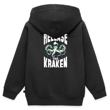 Krake - Kinder Premium Organic Zip Hoodie - Schwarz - Hinten - AI Model Kid Male (0cm)