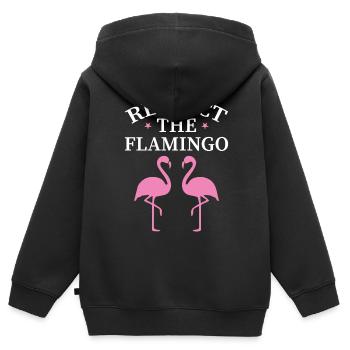 Respectez le flamant rose - Observation des oiseaux roses - Sweat Premium à capuche zippé enfant bio - noir - Dos - AI Model Kid Male (0cm)