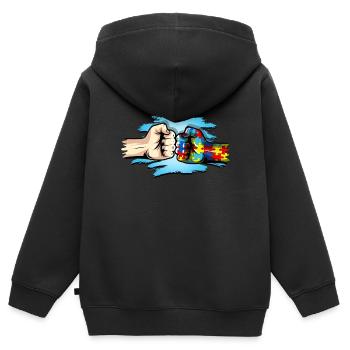 Autismus Geschenk Autist Asperger ADHS Autism - Kinder Premium Organic Zip Hoodie - Schwarz - Hinten - AI Model Kid Male (0cm)