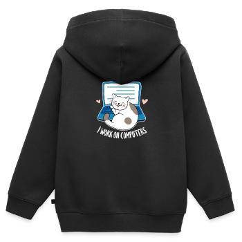 Ordinateur - Sweat Premium à capuche zippé enfant bio - noir - Dos - AI Model Kid Male (0cm)
