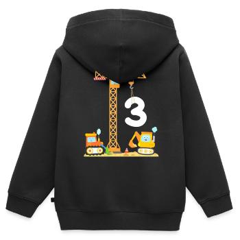 Bagger Baustelle Kinder 3. Geburtstag Junge Kran - Kinder Premium Organic Zip Hoodie - Schwarz - Hinten - AI Model Kid Male (0cm)