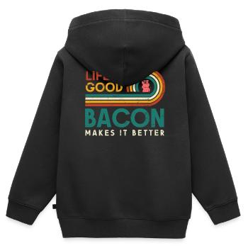 La vie est bonne bacon en fait un meilleur design pour - Sweat Premium à capuche zippé enfant bio - noir - Dos - AI Model Kid Male (0cm)