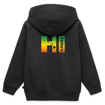 Hawaï - Sweat Premium à capuche zippé enfant bio - noir - Dos - AI Model Kid Male (0cm)