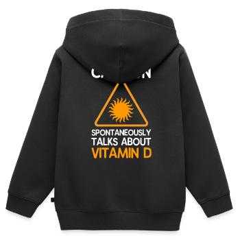 Cadeau de vitamine d sain - Sweat Premium à capuche zippé enfant bio - noir - Dos - AI Model Kid Male (0cm)