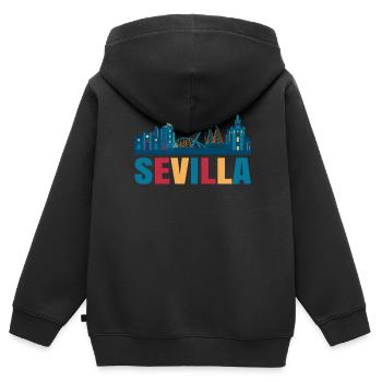 Sevilla buntes Gebäude geschenk - Kinder Premium Organic Zip Hoodie - Schwarz - Hinten - AI Model Kid Male (0cm)