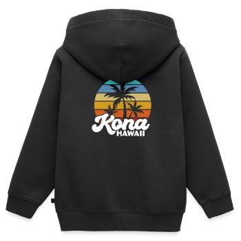 Hawaï - Sweat Premium à capuche zippé enfant bio - noir - Dos - AI Model Kid Male (0cm)