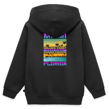 Miami - Sweat Premium à capuche zippé enfant bio - noir - Dos - AI Model Kid Male (0cm)