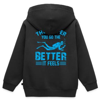 Plus vous allez loin, mieux vous vous sentez - Diving Ins - Sweat Premium à capuche zippé enfant bio - noir - Dos - AI Model Kid Male (0cm)