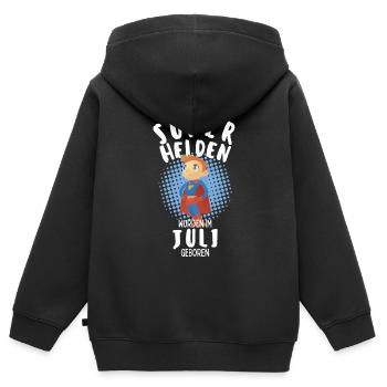 Echte Superhelden wurden im Juli geboren Junge - Kinder Premium Organic Zip Hoodie - Schwarz - Hinten - AI Model Kid Male (0cm)