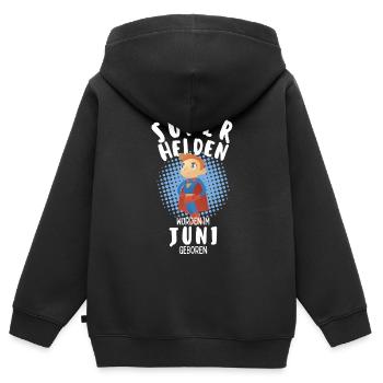 Echte Superhelden wurden im Juni geboren Junge - Kinder Premium Organic Zip Hoodie - Schwarz - Hinten - AI Model Kid Male (0cm)