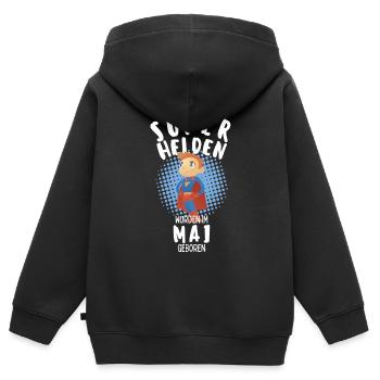 Echte Superhelden wurden im Mai geboren Junge - Kinder Premium Organic Zip Hoodie - Schwarz - Hinten - AI Model Kid Male (0cm)