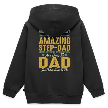 Happy Fathers Day To My Amazing Step Dad - Kids Premium Organic Zip-up Hoodie - black - Back - AI Model Kid Male (0cm)