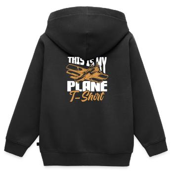 Pilot Flugzeug Fliegen Flieger Geschenk - Kinder Premium Organic Zip Hoodie - Schwarz - Hinten - AI Model Kid Male (0cm)