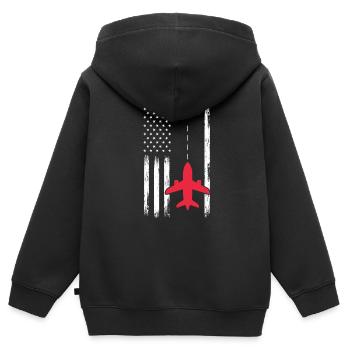 Pilot Flugzeug Fliegen Flieger Geschenk - Kinder Premium Organic Zip Hoodie - Schwarz - Hinten - AI Model Kid Male (0cm)
