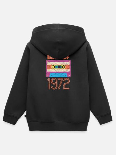 1972 - Premium børne zip-hættetrøje økologisk - sort