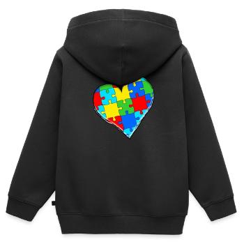 Autismus Geschenk Autist Asperger ADHS Autism - Kinder Premium Organic Zip Hoodie - Schwarz - Hinten - AI Model Kid Male (0cm)