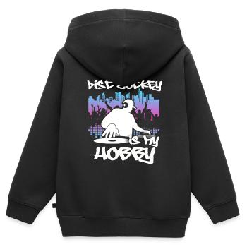 DJ - Kinder Premium Organic Zip Hoodie - Schwarz - Hinten - AI Model Kid Male (0cm)