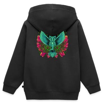 Ästhetische Eule mit Ranken und Kristallen - Kinder Premium Organic Zip Hoodie - Schwarz - Hinten - AI Model Kid Male (0cm)