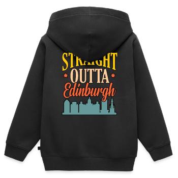 Skyline cadeau d’Édimbourg - Sweat Premium à capuche zippé enfant bio - noir - Dos - AI Model Kid Male (0cm)