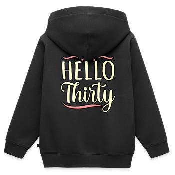 Hallo Dreißig Geburtstagsgeschenk - Kinder Premium Organic Zip Hoodie - Schwarz - Hinten - AI Model Kid Male (0cm)