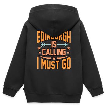 Edinburgh Reisegeschenk - Kinder Premium Organic Zip Hoodie - Schwarz - Hinten - AI Model Kid Male (0cm)