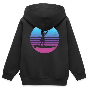 Stand up Paddle Pour Femmes Stand up Paddle - Sweat Premium à capuche zippé enfant bio - noir - Dos - AI Model Kid Male (0cm)