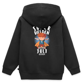 Echte Superhelden wurden im Juli geboren Junge - Kinder Premium Organic Zip Hoodie - Schwarz - Hinten - AI Model Kid Male (0cm)