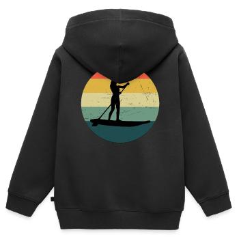 Stand up Paddleboard Hommes Stand up Paddle Board - Sweat Premium à capuche zippé enfant bio - noir - Dos - AI Model Kid Male (0cm)