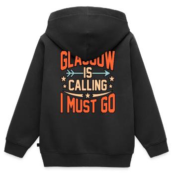 Glasgow reise geschenk - Kinder Premium Organic Zip Hoodie - Schwarz - Hinten - AI Model Kid Male (0cm)