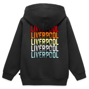 Liverpool uk drapeaux cadeau - Sweat Premium à capuche zippé enfant bio - noir - Dos - AI Model Kid Male (0cm)