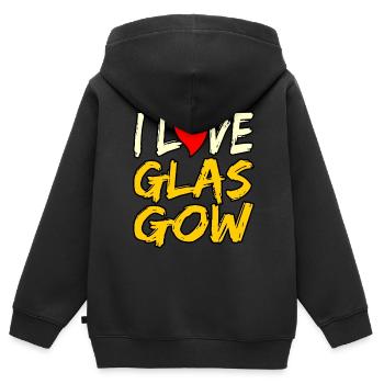 J’adore le cadeau de Glasgow - Sweat Premium à capuche zippé enfant bio - noir - Dos - AI Model Kid Male (0cm)