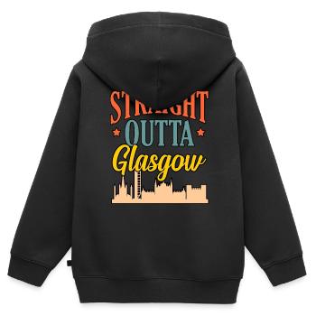 Glasgow Ecosse Cadeau - Sweat Premium à capuche zippé enfant bio - noir - Dos - AI Model Kid Male (0cm)