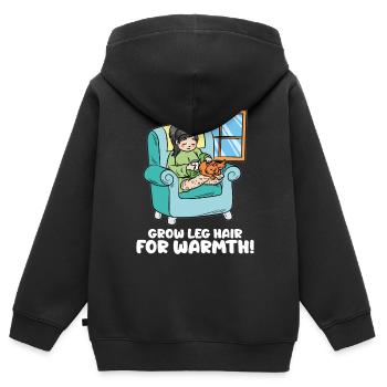 Wachsen Sie Beinhaare für Wärme Haarige Feministin - Kinder Premium Organic Zip Hoodie - Schwarz - Hinten - AI Model Kid Male (0cm)
