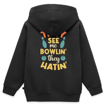 Rollin avec mes Homies - Bowling Alley Sport Bowler - Sweat Premium à capuche zippé enfant bio - noir - Dos - AI Model Kid Male (0cm)