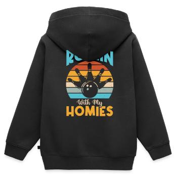 Je ne suis pas toujours grincheux Parfois je joue au bowling - Spor - Sweat Premium à capuche zippé enfant bio - noir - Dos - AI Model Kid Male (0cm)