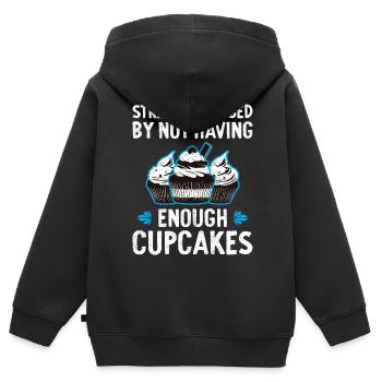 Le stress est causé par un manque de cupcakes - Sweat Premium à capuche zippé enfant bio - noir - Dos - AI Model Kid Male (0cm)