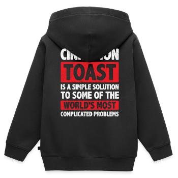 Cinnamon Toast Is A Simple Solution - Kids Premium Organic Zip-up Hoodie - black - Back - AI Model Kid Male (0cm)