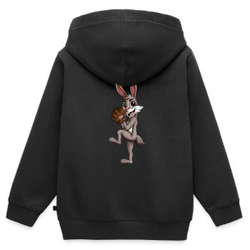 Lapin de Pâques Tenue de Baseball Lapin avec Vêtements de Baseball - Sweat Premium à capuche zippé enfant bio - noir - Dos - AI Model Kid Male (0cm)