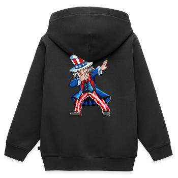 Independence Day USA American Dab Outfit - Sweat Premium à capuche zippé enfant bio - noir - Dos - AI Model Kid Male (0cm)