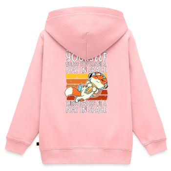 Soyez toujours vous-même - Astronaute Fox dans l’espace - Sweat Premium à capuche zippé enfant bio - rose - Dos - AI Model Kid Female (0cm)