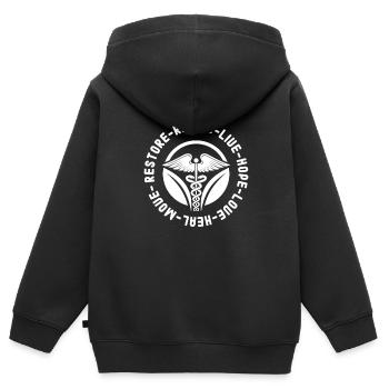 Physiotherapeut - Kinder Premium Organic Zip Hoodie - Schwarz - Hinten - AI Model Kid Male (0cm)